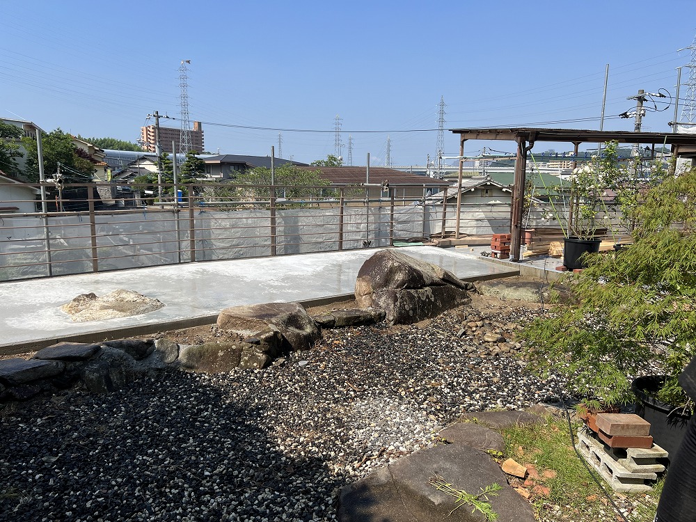 庭のコンクリート打設<br>【広島市東区】